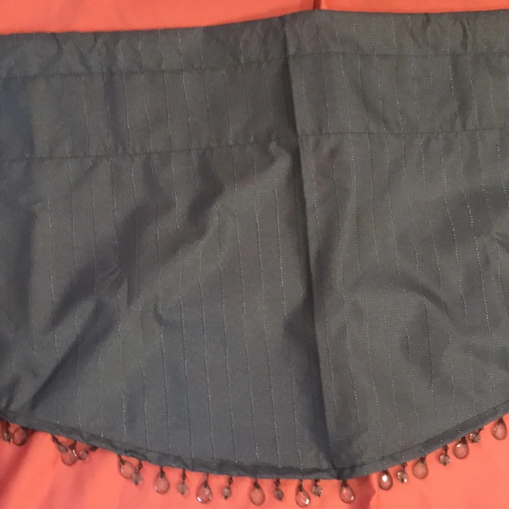 Curtain Valance Gray with Beaded Bottom